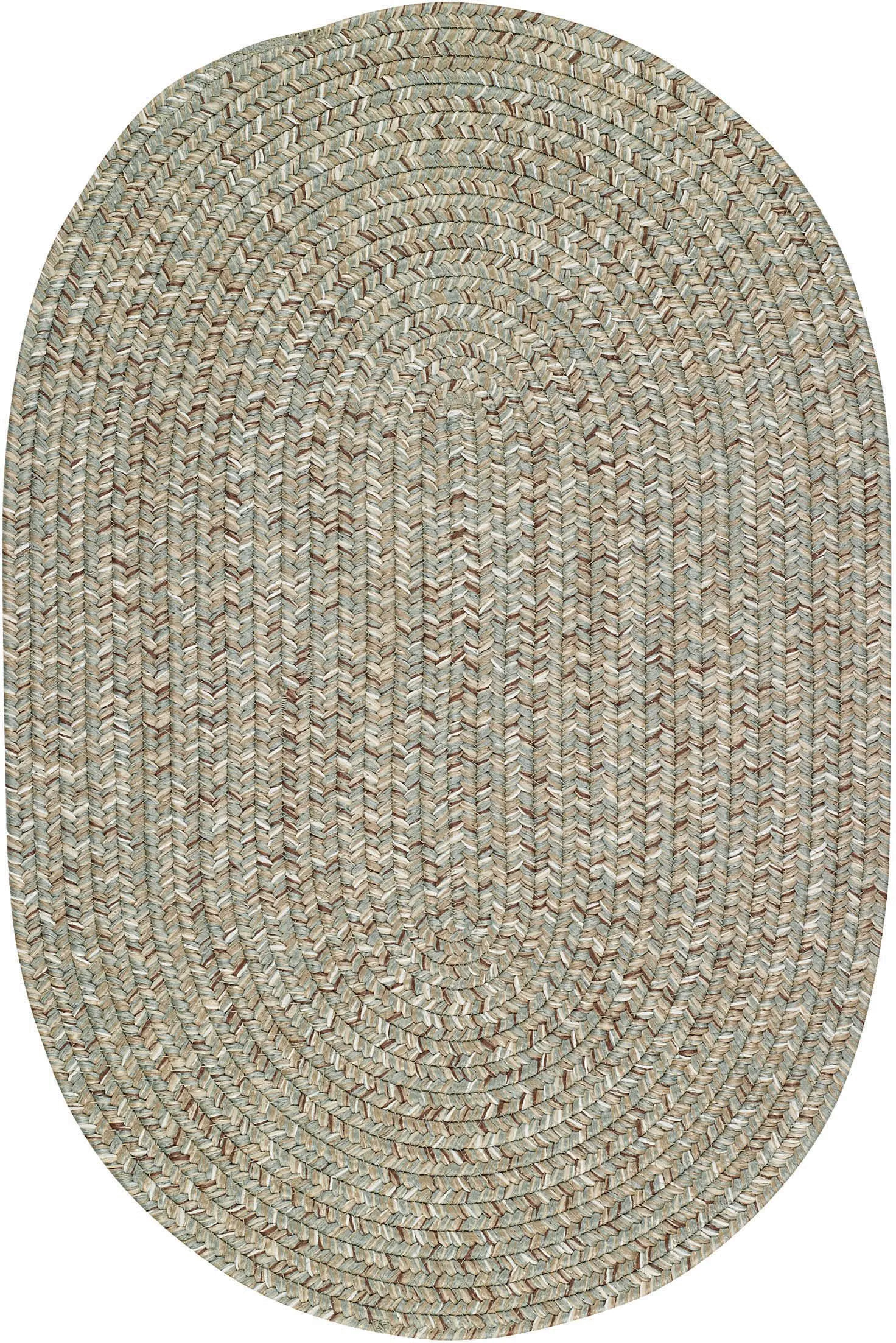 5 x 8 Medium Spa Green Oval Braided Indoor-Outdoor Rug - Sea Glass