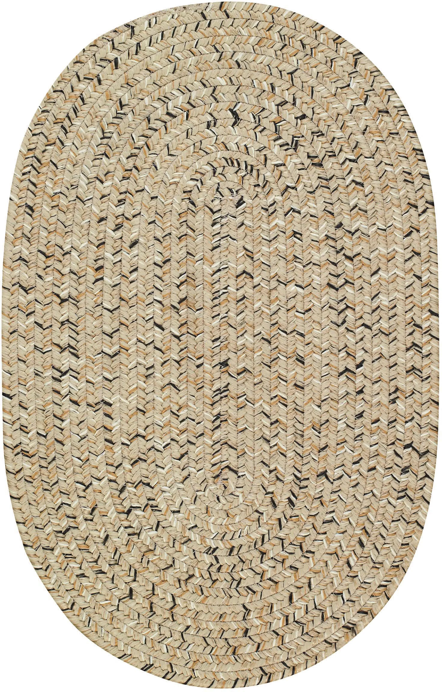 2 x 3 X-Small Shell Taupe Oval Braided Indoor-Outdoor Rug - Sea Glass