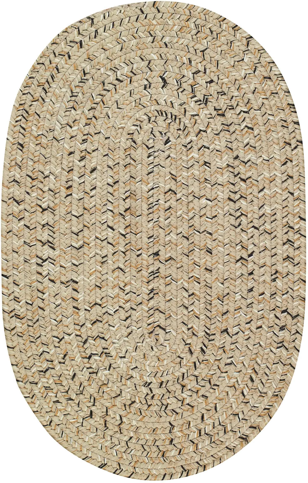 0110VS05000800600 Sea Glass Braid 5 x 8 Shell Taupe Oval Braided Indoor-Outdoor Rug-1