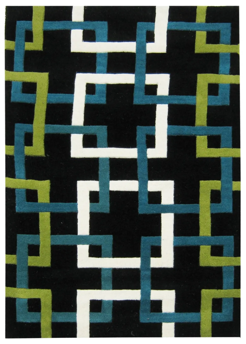 8 x 10 Large Black, Green, and Blue Rug - Capetown-1