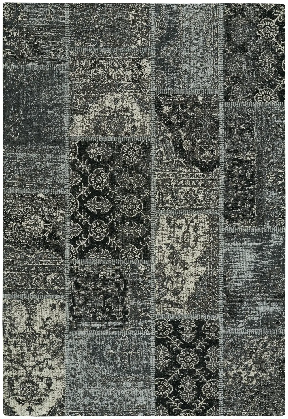 3246RS05000800350 5 x 8 Medium Silver and Black Area Rug - Cosmic-Patchwork-1
