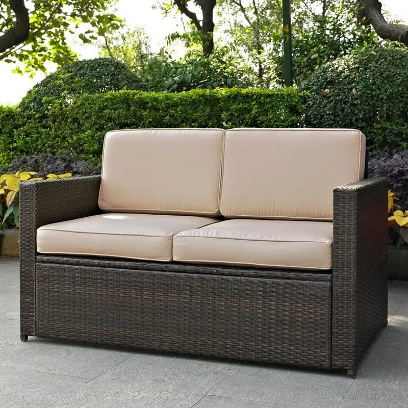 Palm Harbor Brown and Wicker Patio Loveseat