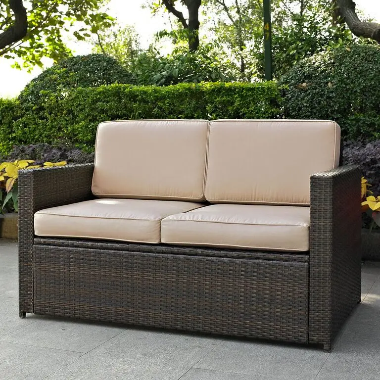 Palm Harbor Sand and Wicker Patio Loveseat