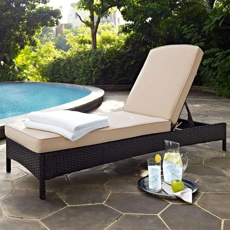 Palm Harbor Sand and Wicker Patio Chaise Lounge