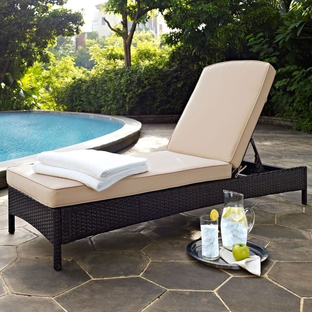 Palm Harbor Sand and Wicker Patio Chaise Lounge