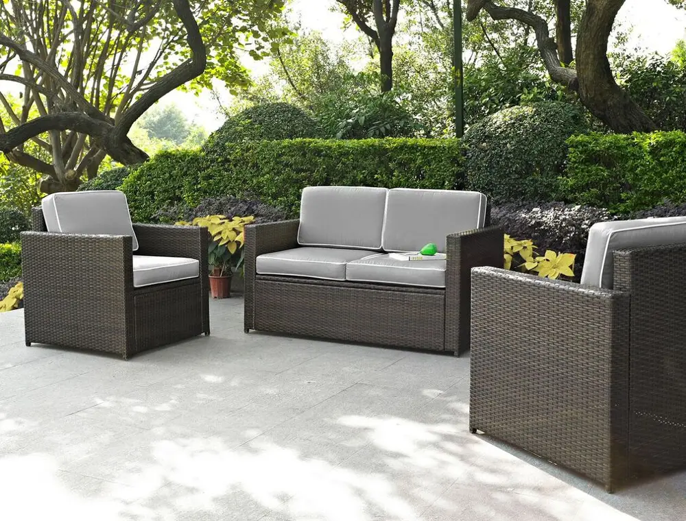 KO70003BR-GY Palm Harbor 3 Piece Gray and Wicker Patio Furniture Set-1