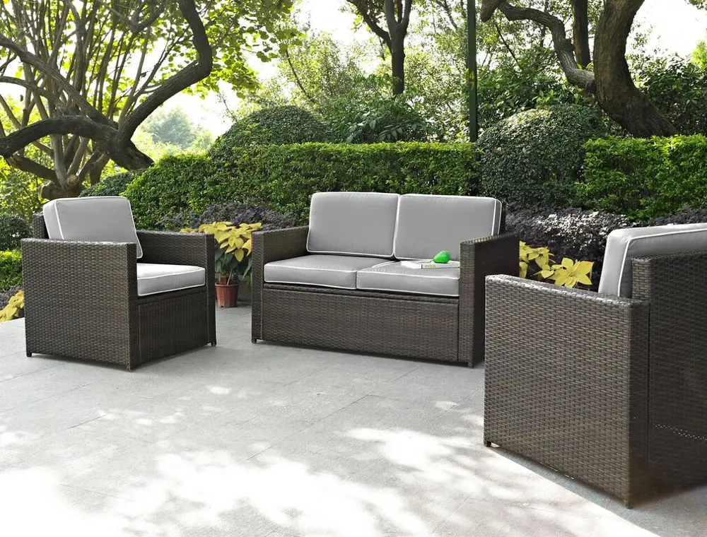 KO70003BR-GY Palm Harbor Gray and Wicker 3 pc Patio Furniture Set-1