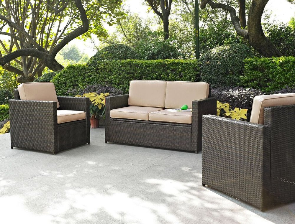 Palm Harbor Sand and Wicker 3 pc Patio Furniture Set