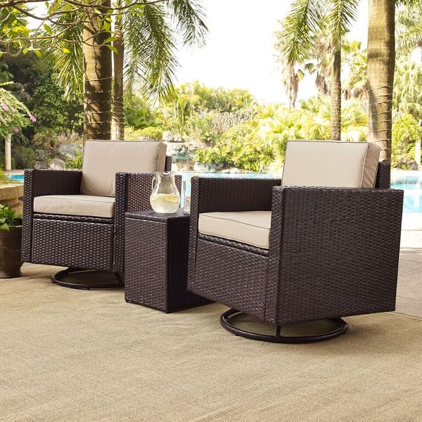Patio Furniture Outdoor Rc Willey Ko70058br Sa Sand And Brown 3 Piece Wicker Patio Furniture Set Palm Harbor