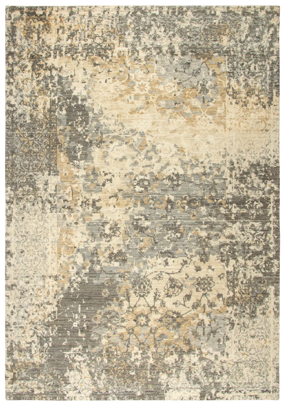 8 x 10 Large Gray, Beige, and Gold Area Rug - Gossamer-1