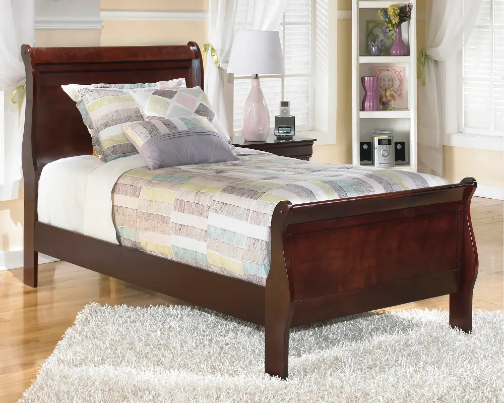 Cherry Traditional Twin Sleigh Bed - Alisdair-1