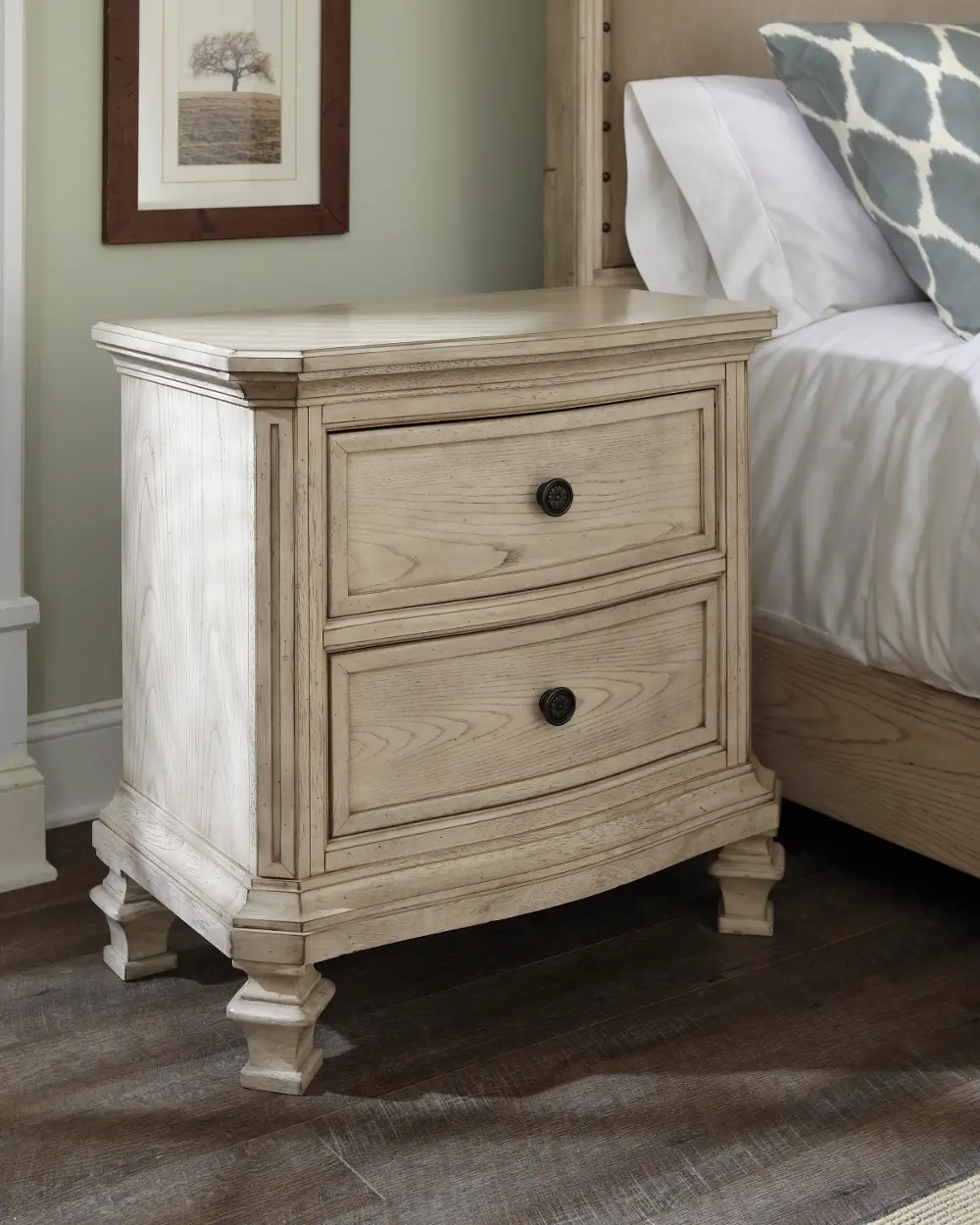 Casual Two Drawer Night Stand - Demarlos-1