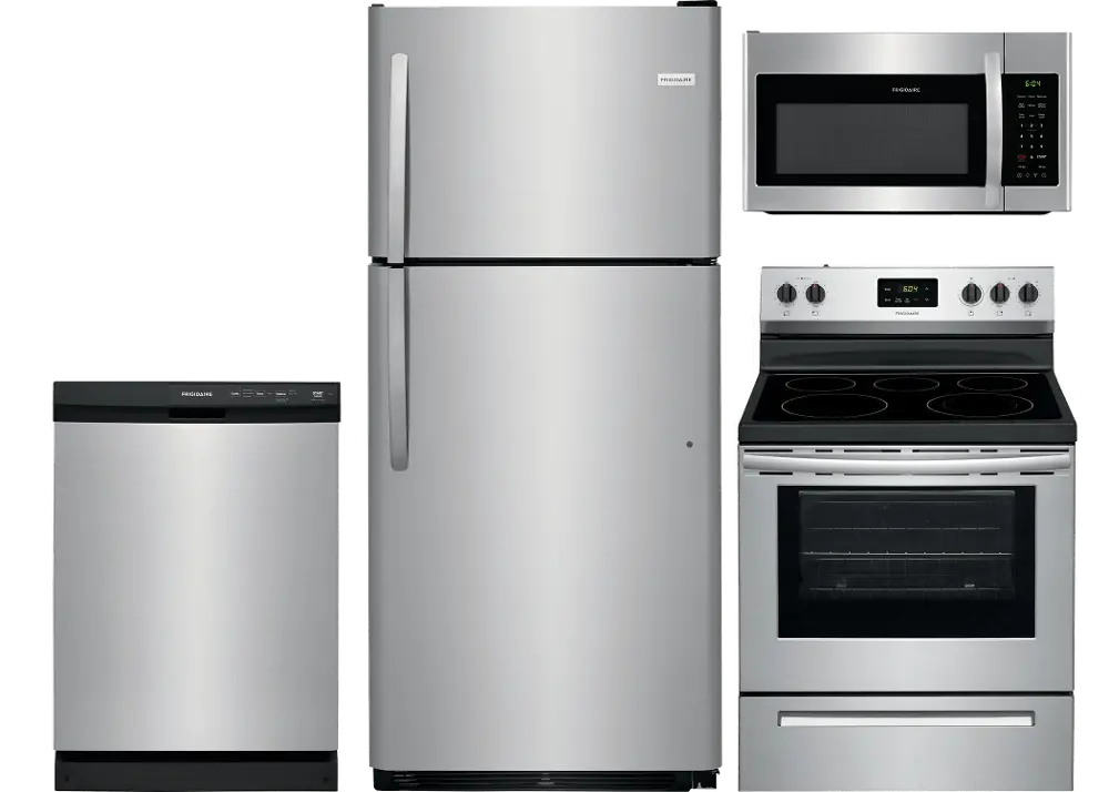 SS-FRG-4PC-21TOPMTN Frigidaire 4 Piece Electric Kitchen Appliance Package with 20 Cu. Ft. Refrigerator - Stainless Steel-1