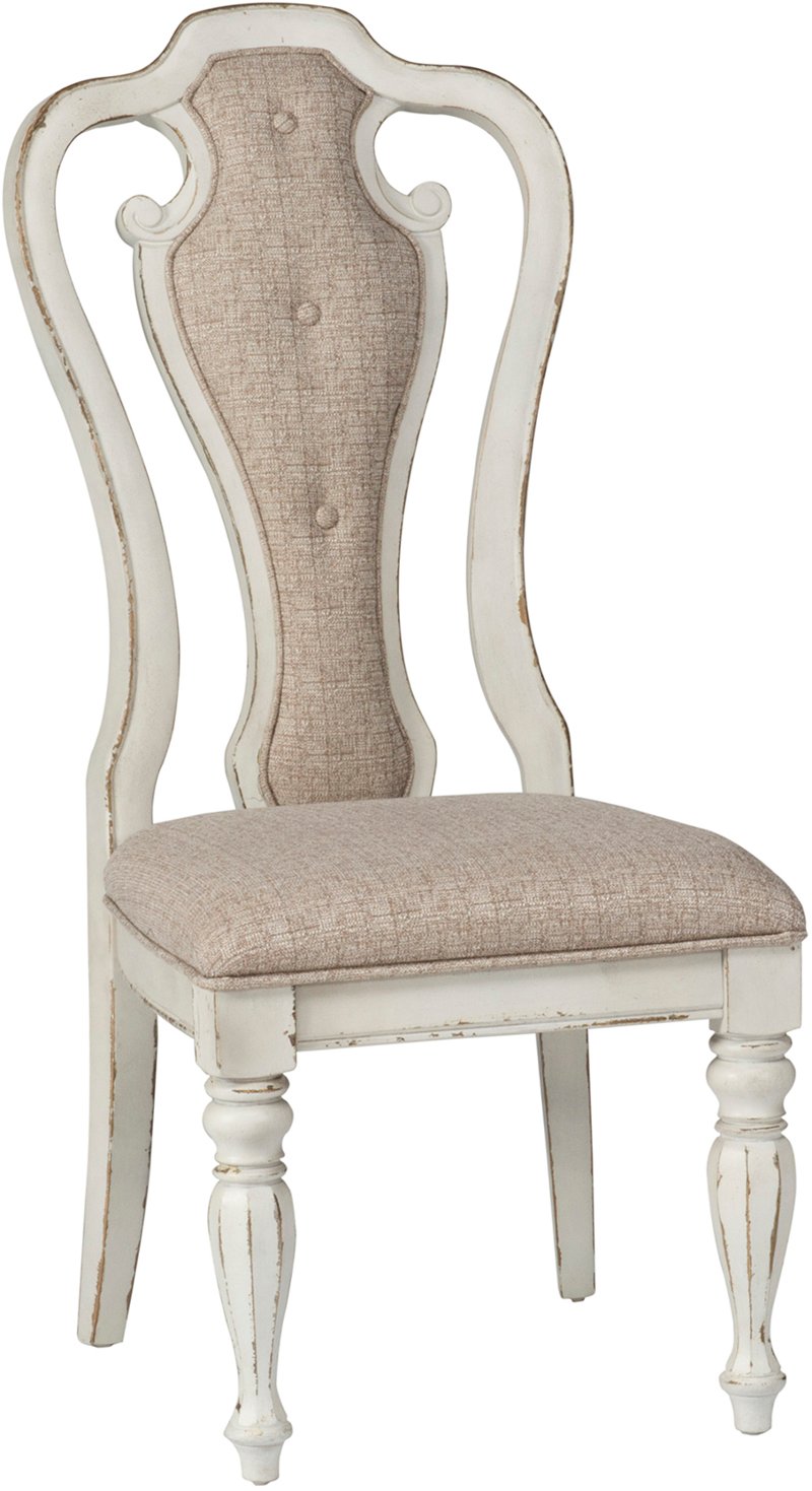 Antique White Upholstered Dining Chair - Magnolia Manor