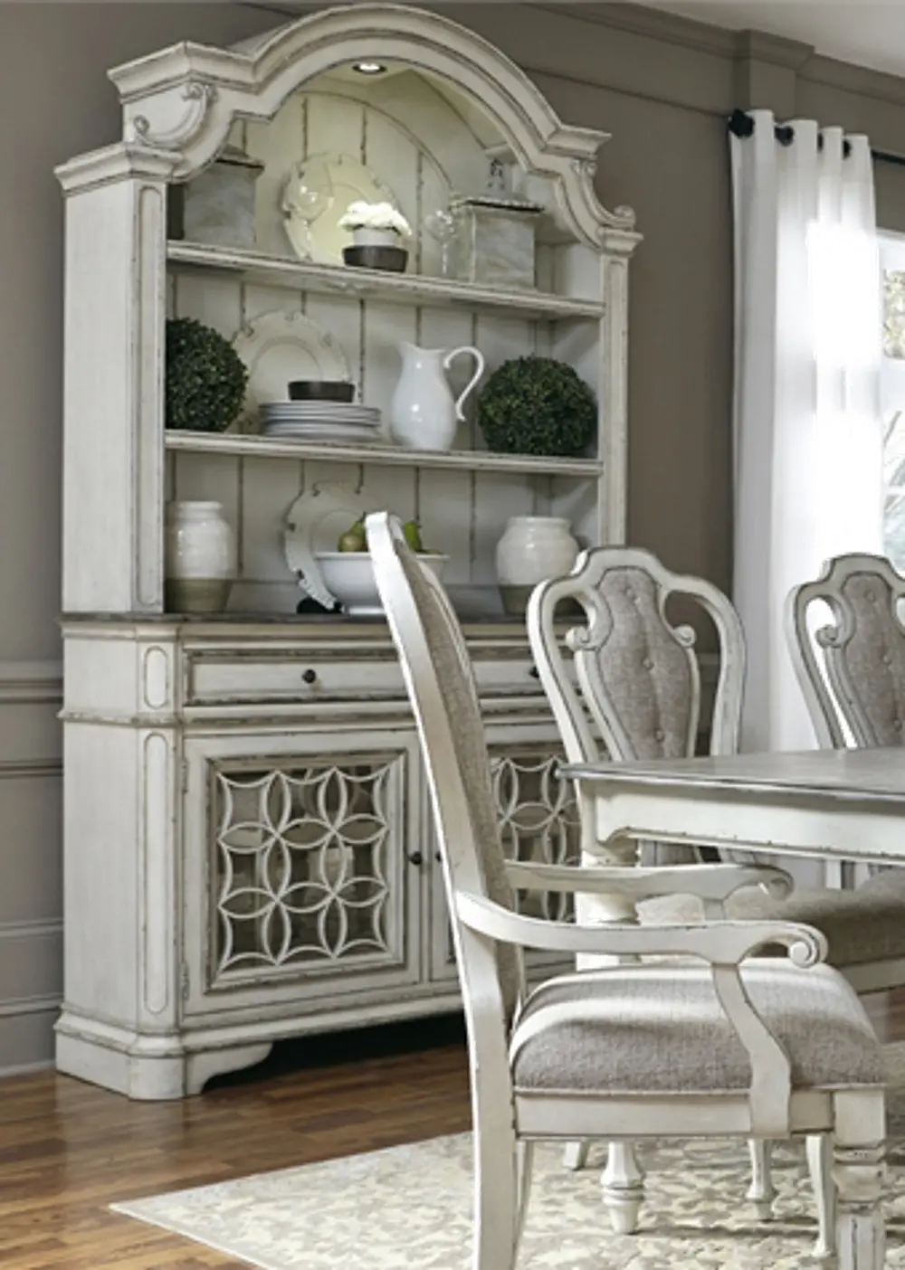 Magnolia Manor Antique White China Cabinet-1