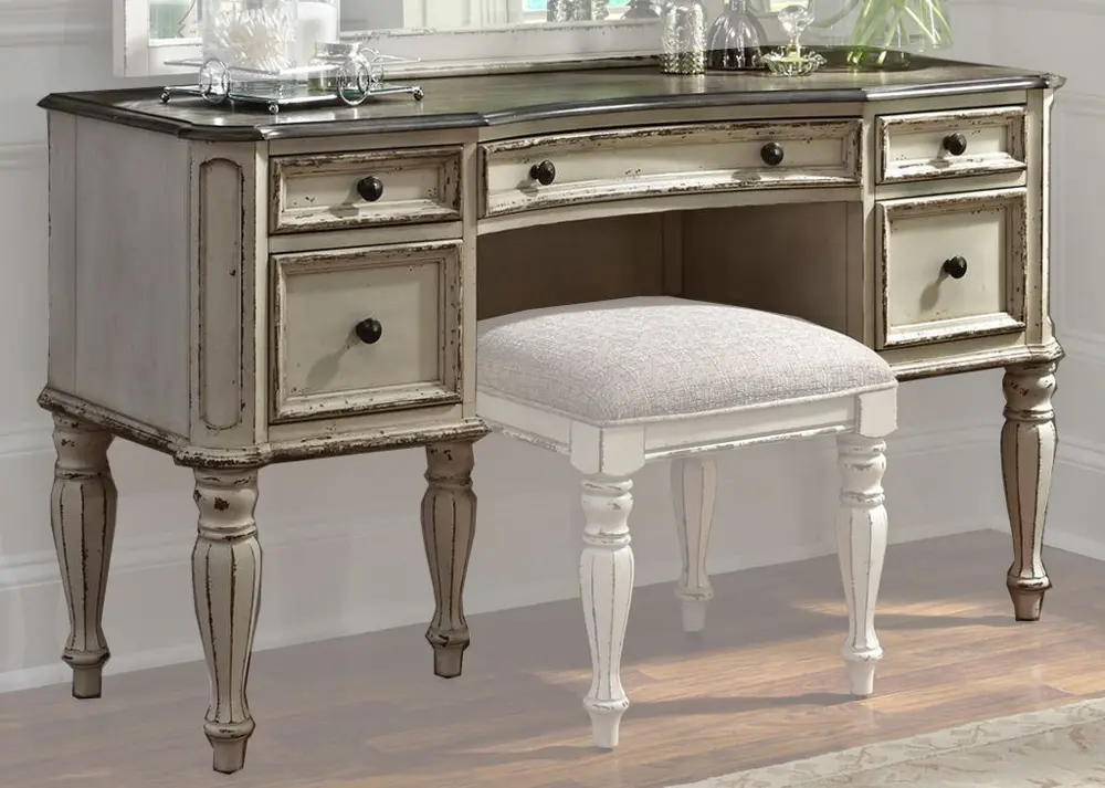 Magnolia Manor Antique White Vanity Desk-1