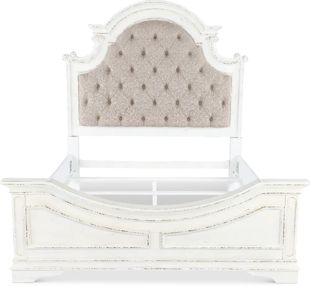 Magnolia Manor Antique White Upholstered King Bed-1