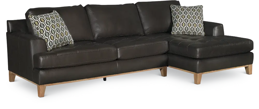 Brown Leather 2 Piece Sectional Sofa with RAF Chaise - Interstellar-1