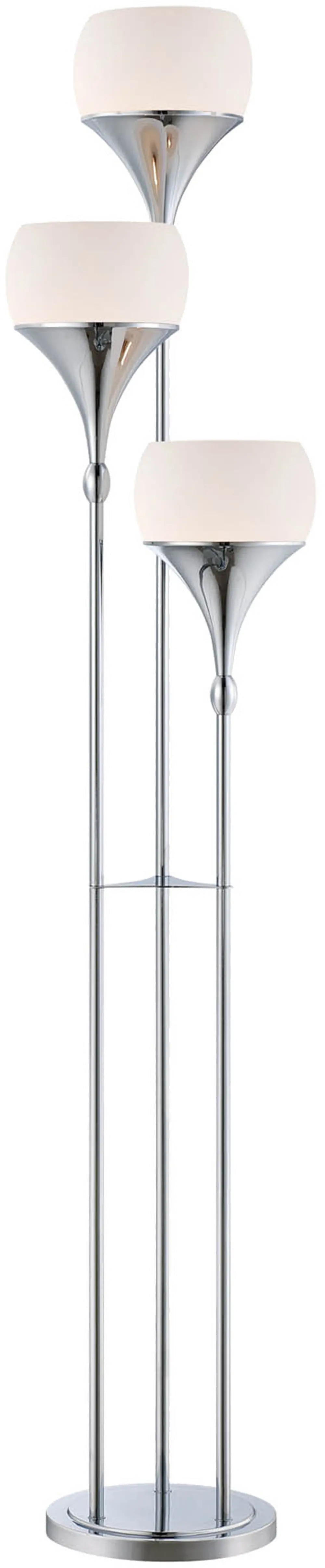 Chrome 3 Lite Floor Lamp with Frosted Glass Shades-1