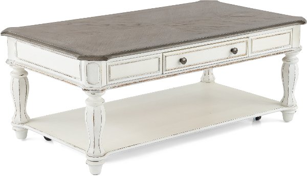 Magnolia Manor Antique White Coffee, Antique White Coffee Table With Wheels