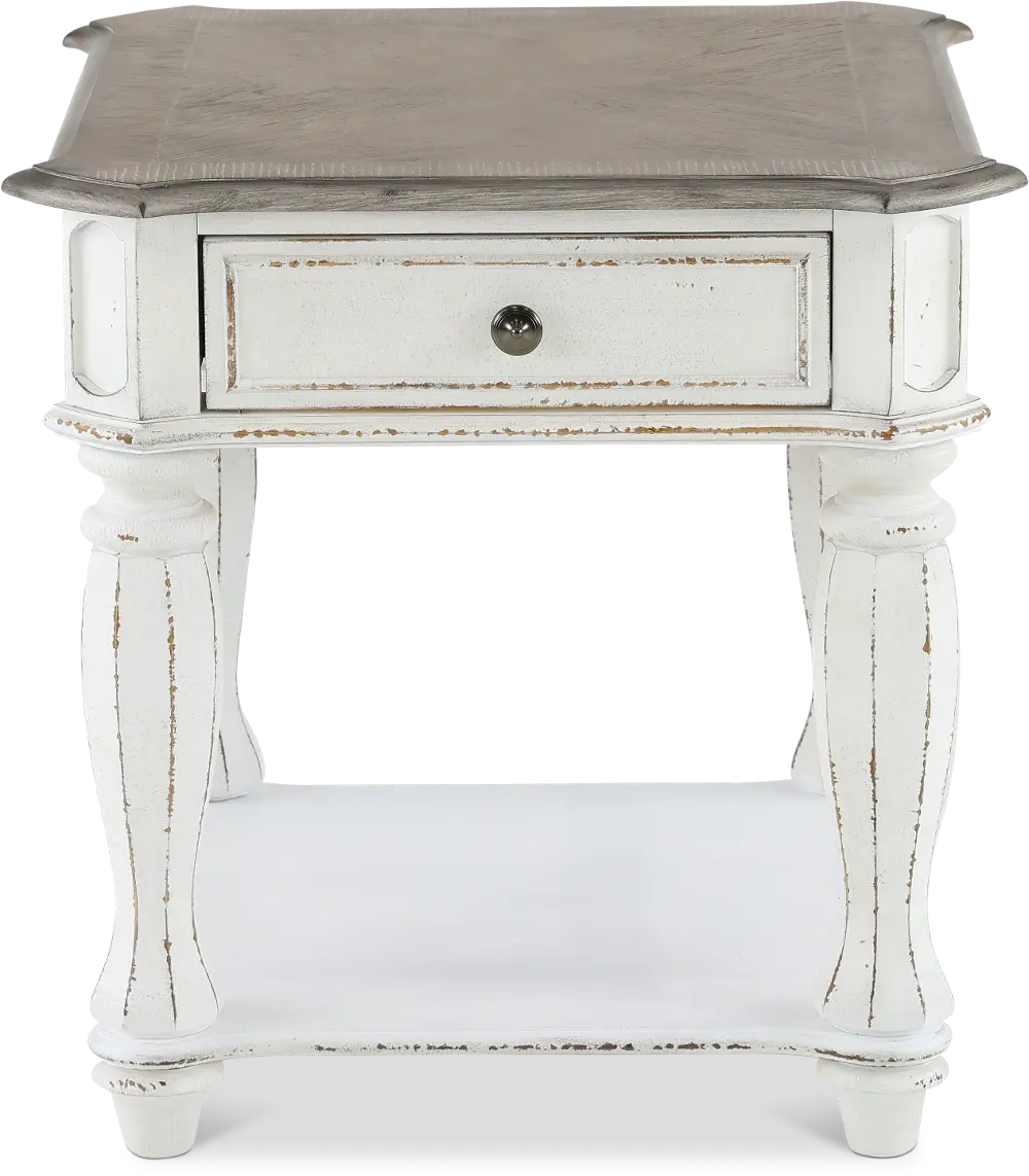 Magnolia Manor Antique White End Table-1