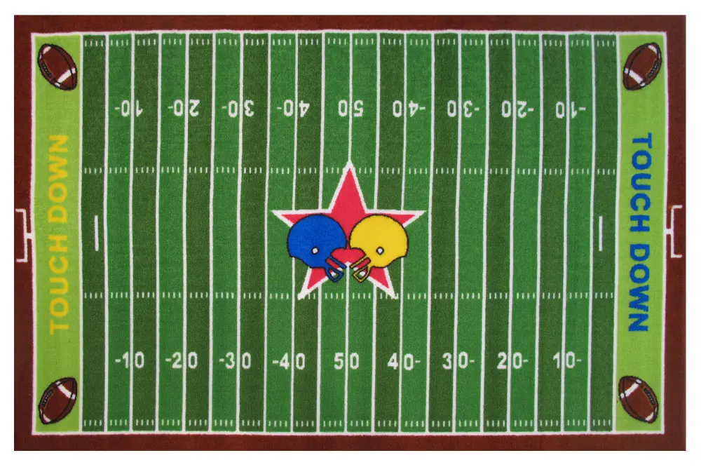 3 x 5 Small Football Field Multi-Color Area Rug - Fun Time-1