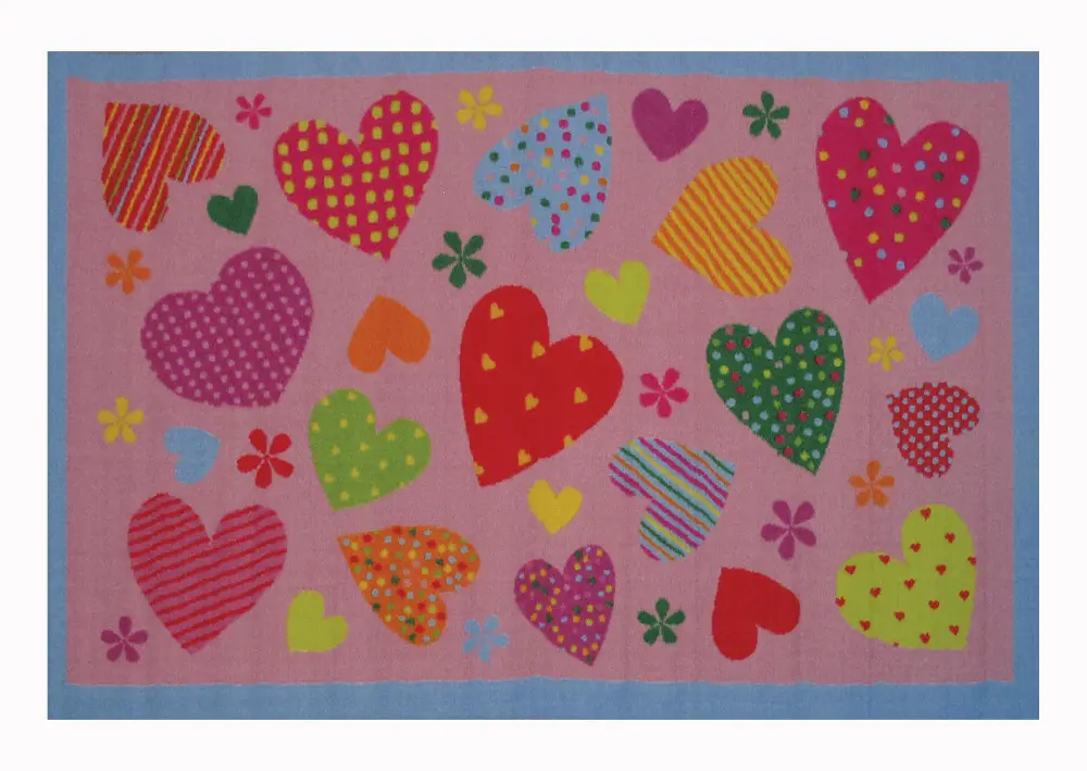 3 x 5 Small Hearts Pattern Pink Area Rug - Fun Time-1