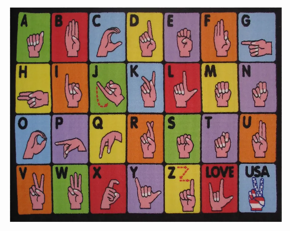 3 x 5 X-Small Sign Language Multi-Color Area Rug - Fun Time-1