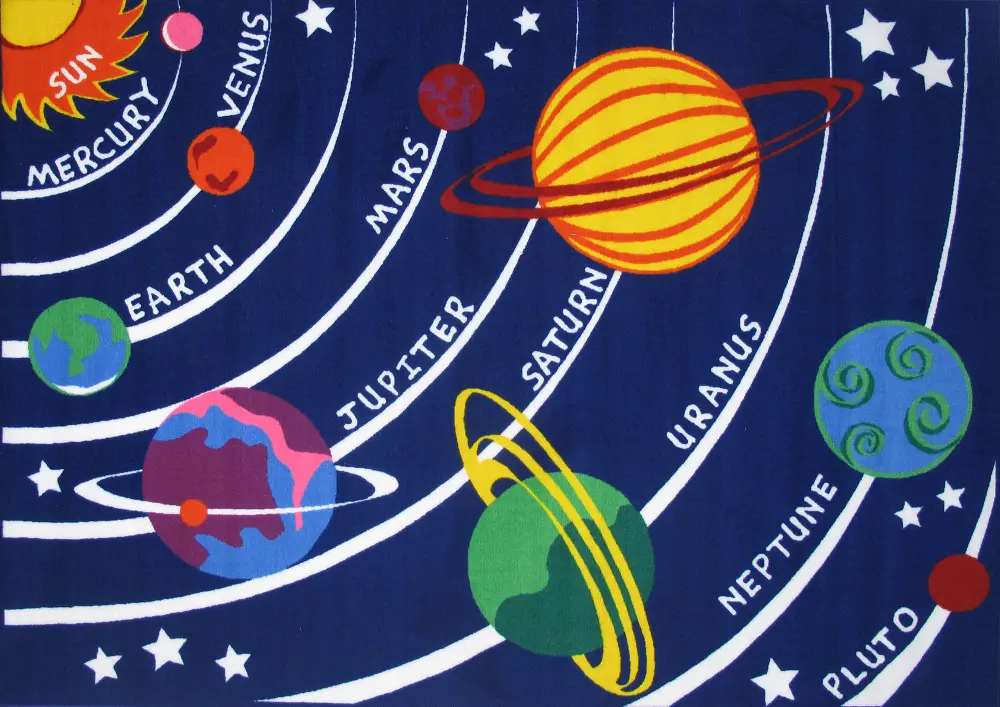 Fun Time 8 x 11 Solar System Multi-Color Area Rug-1