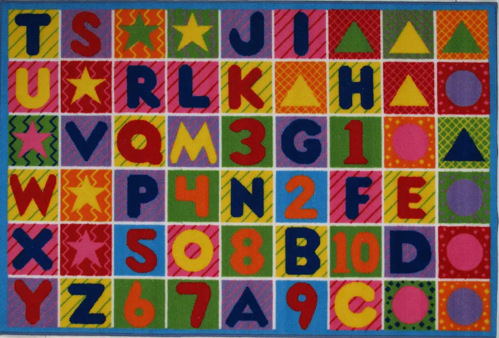 8 x 11 Large Numbers and Letters Multi-Color Area Rug - Fun Time-1