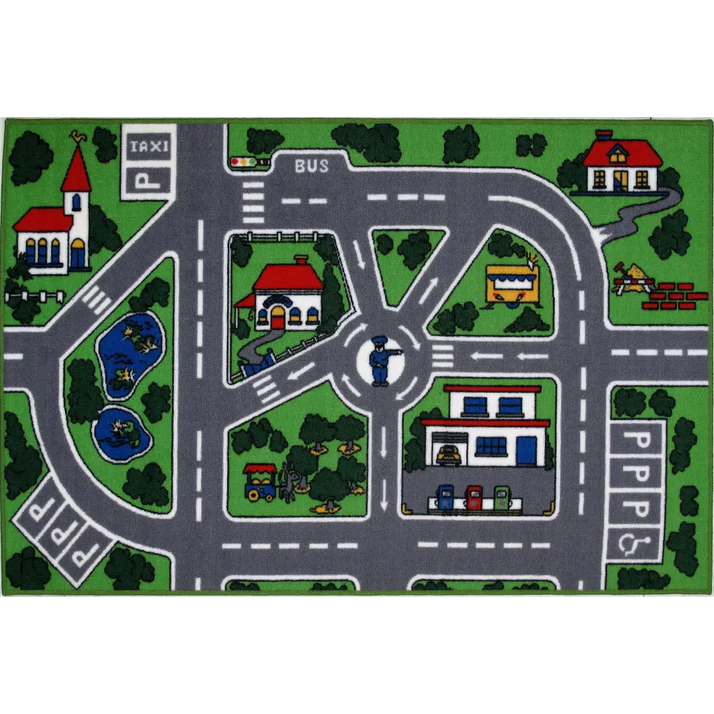 5 x 7 Medium City Streets Multi-Color Area Rug - Fun Time-1
