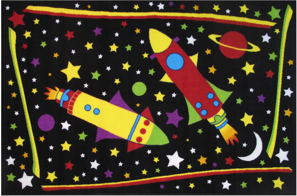 3 x 5 Small Outer Space Multi-Color Area Rug - Fun Time-1
