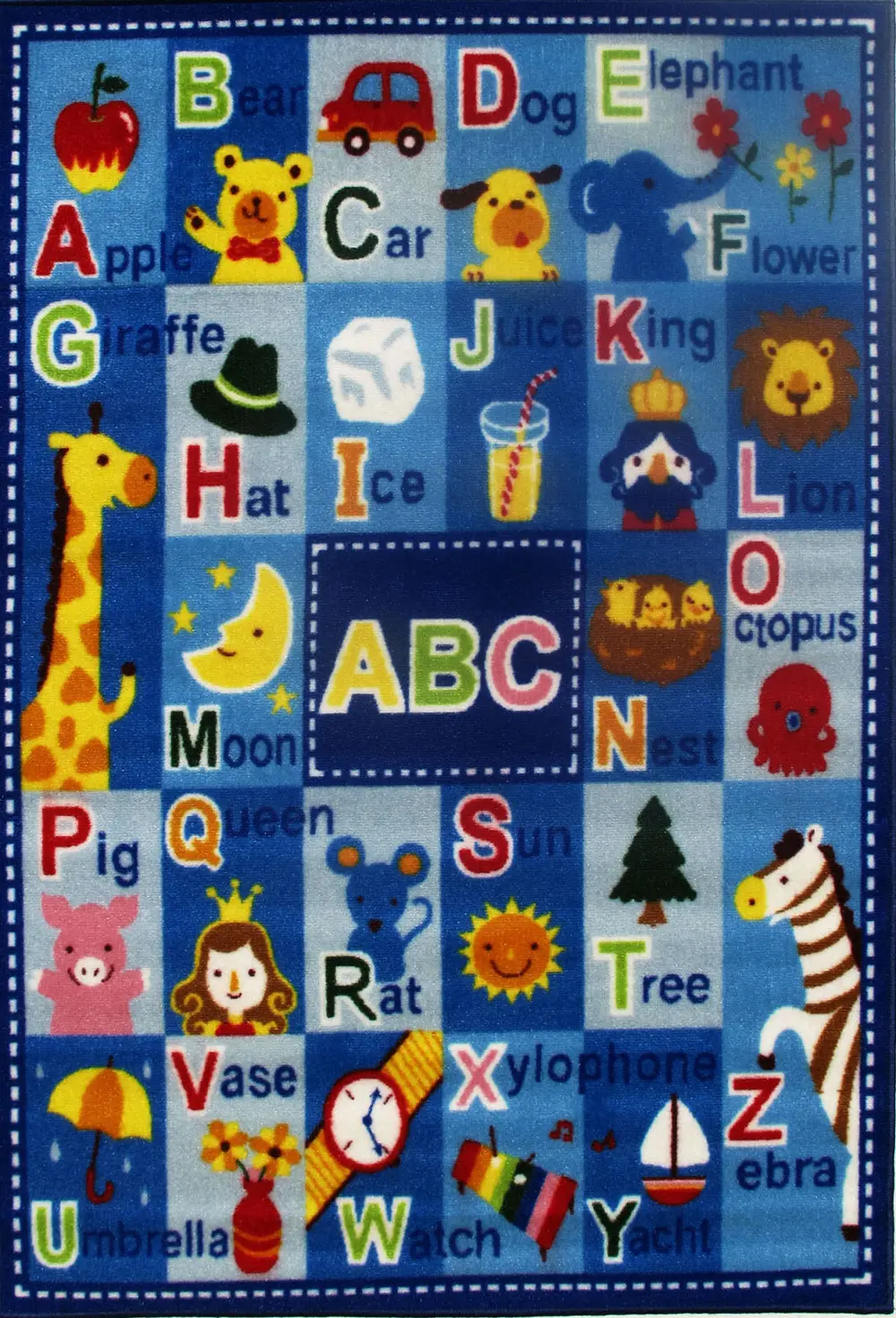 3 x 5 Small Letters and Names Blue Rug - Fun Time-1