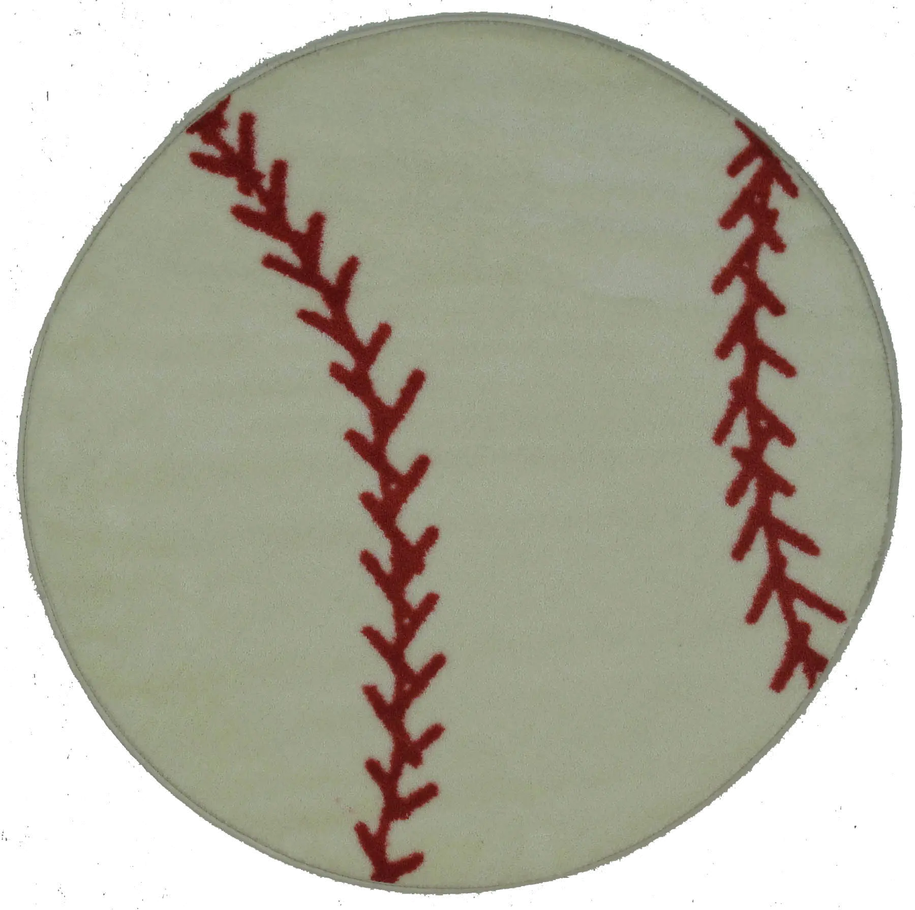 3 Round Red and White Baseball Rug - Fun Time Shape