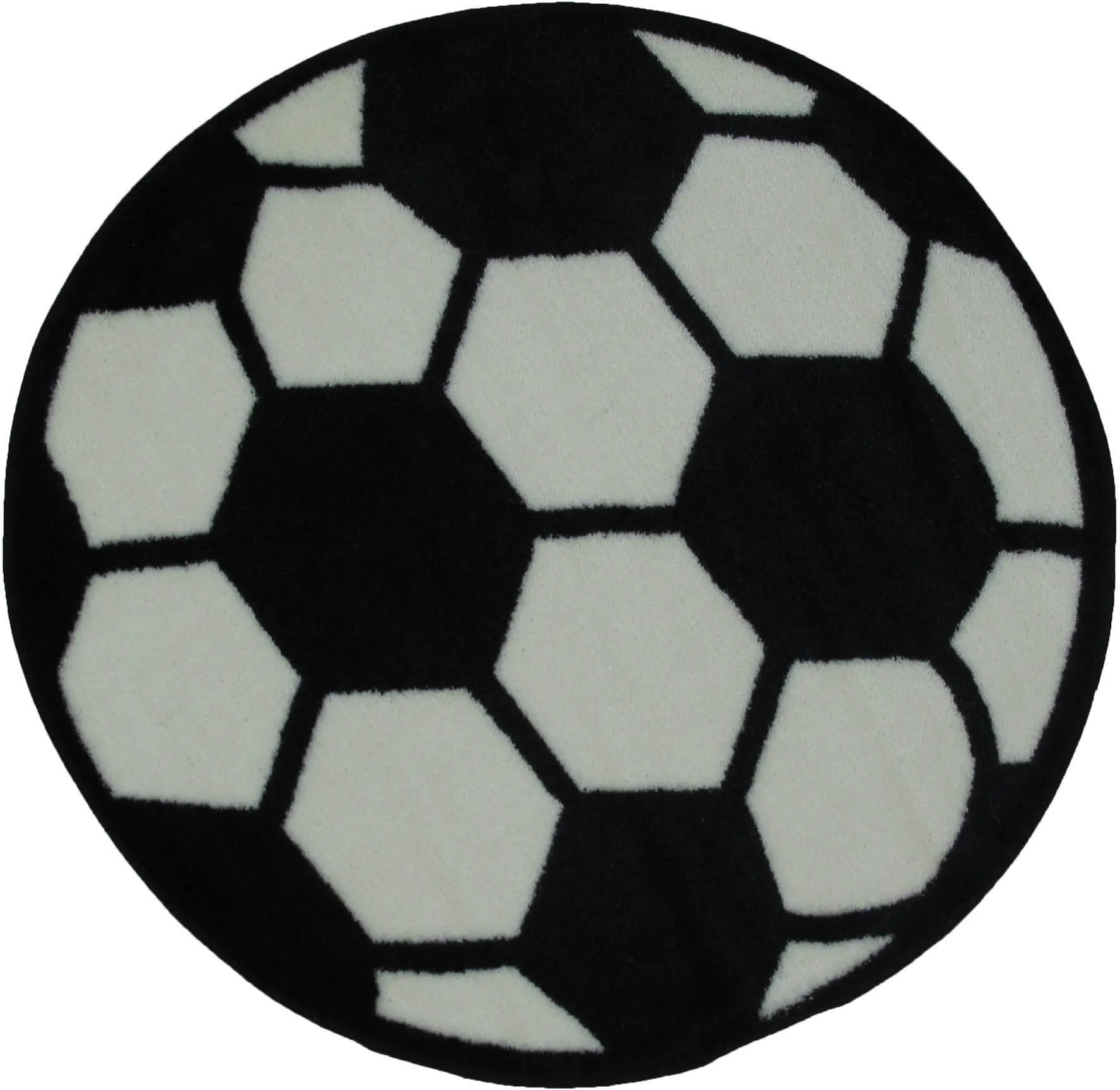 3 Round Black and White Soccer Ball Rug - Fun Time Shape