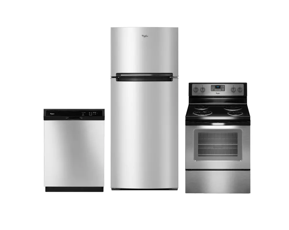 KIT Whirlpool 3 Piece Kitchen Appliance Package with Electric Range - Stainless Steel-1