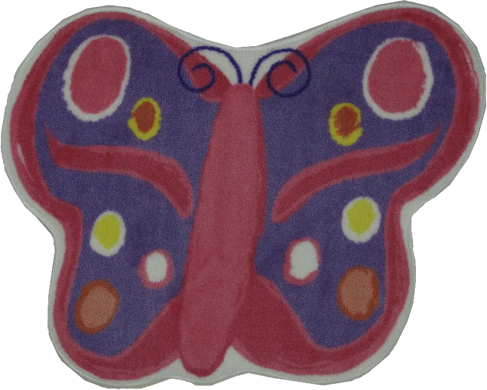 2 x 3 X-Small Pink and Purple Butterfly Area Rug - Fun Time Shape-1