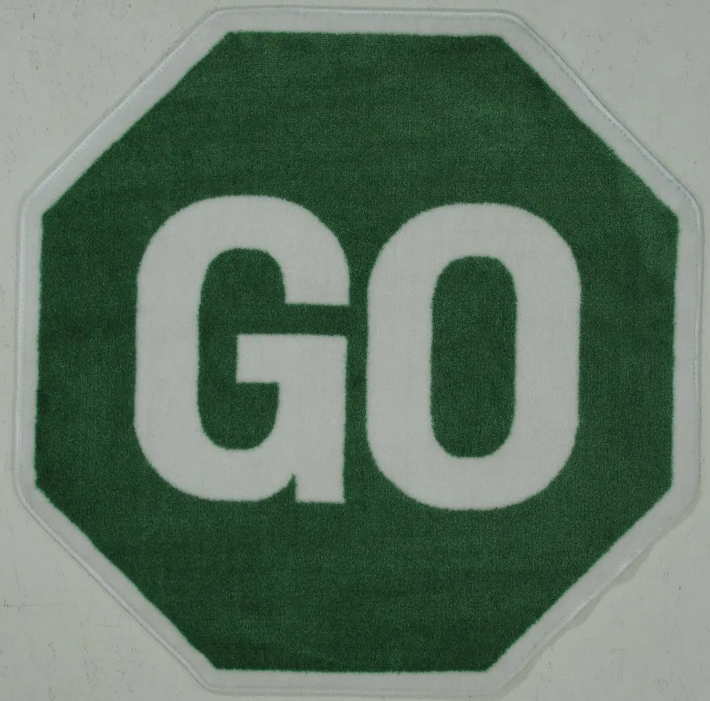 39 Inch Hexagon Go Sign Green Area Rug - Fun Time-1