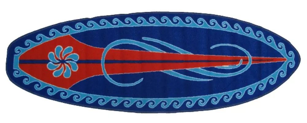 Surf Time Red and Blue Surf Board 5 Foot Runner Rug-1