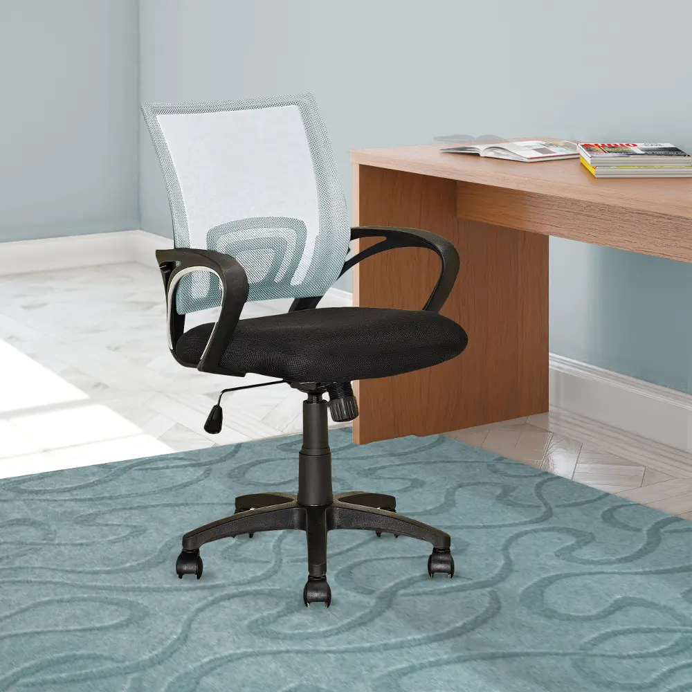 White and Black Mesh Office Chair - Workspace-1