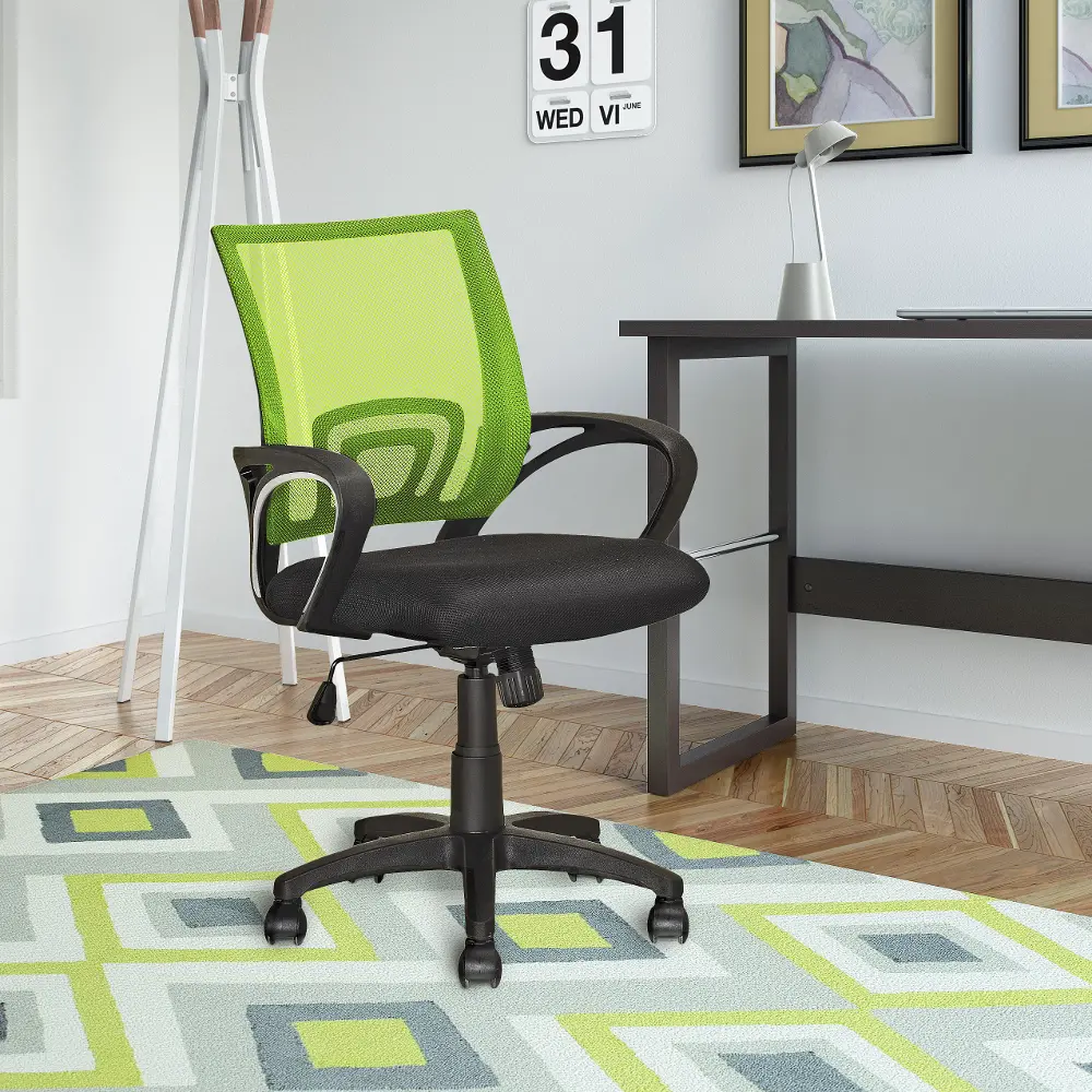 Lime Green and Black Mesh Office Chair - Workspace-1