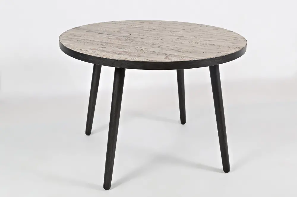 Gray Wash and Black 42 Inch Round Dining Table - American Retrospective -1