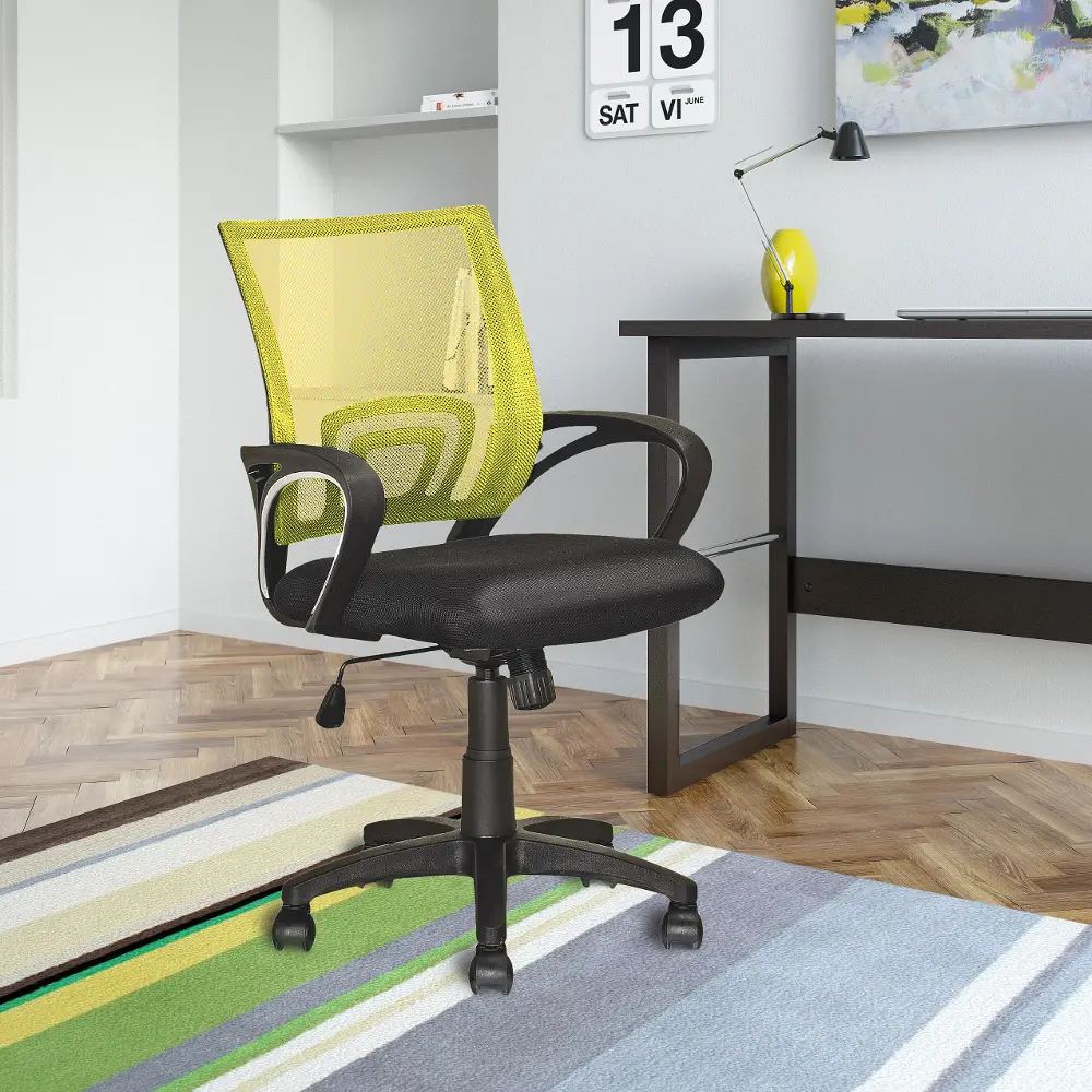 Workspace Yellow and Black Mesh Office Chair-1