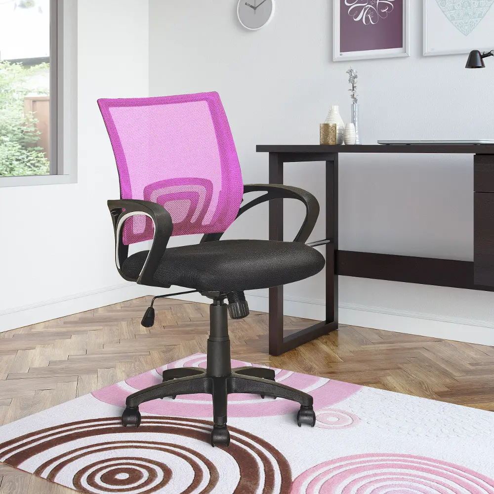 Pink and Black Mesh Office Chair - Workspace-1
