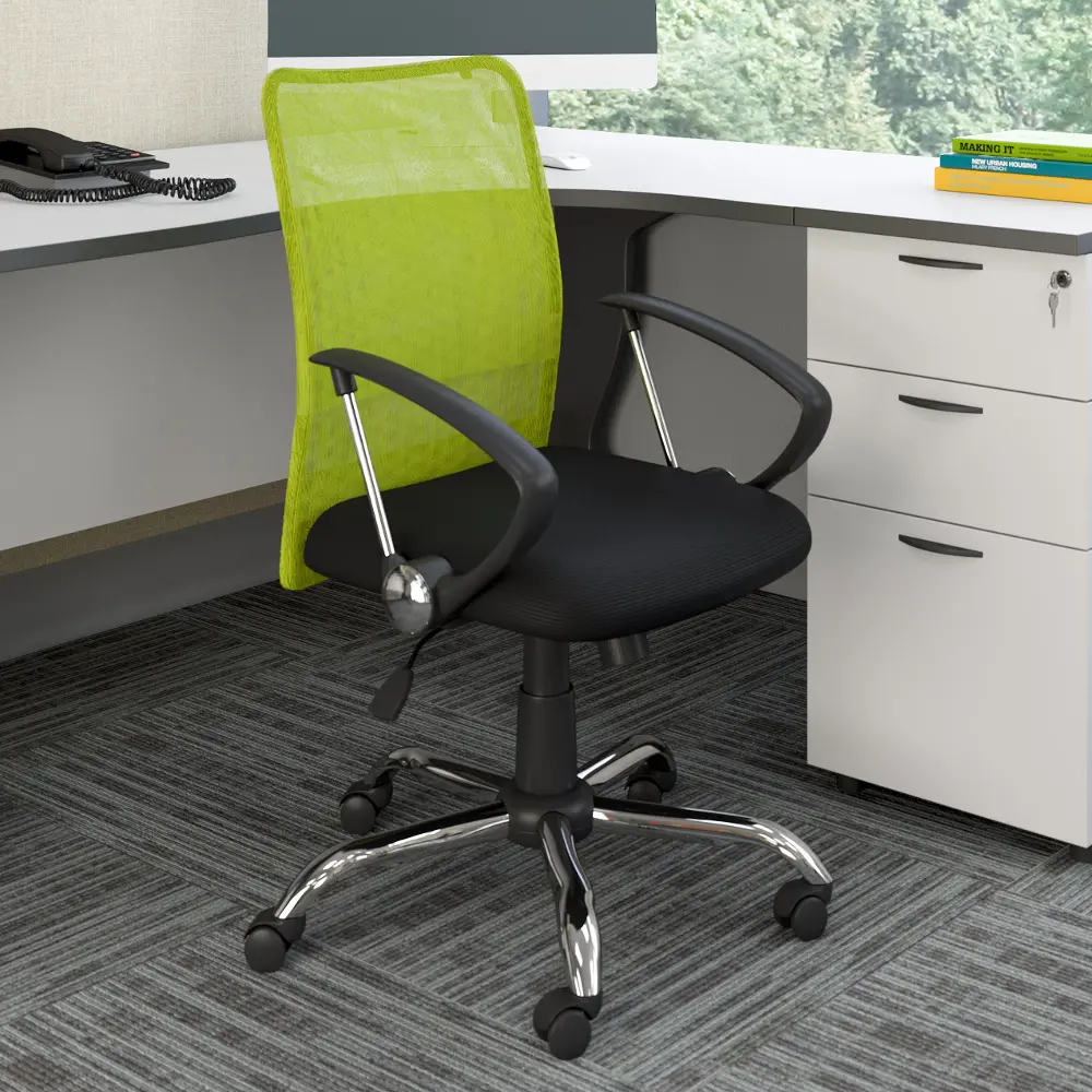 Lime Green and Black Mesh Office Chair - Workspace-1