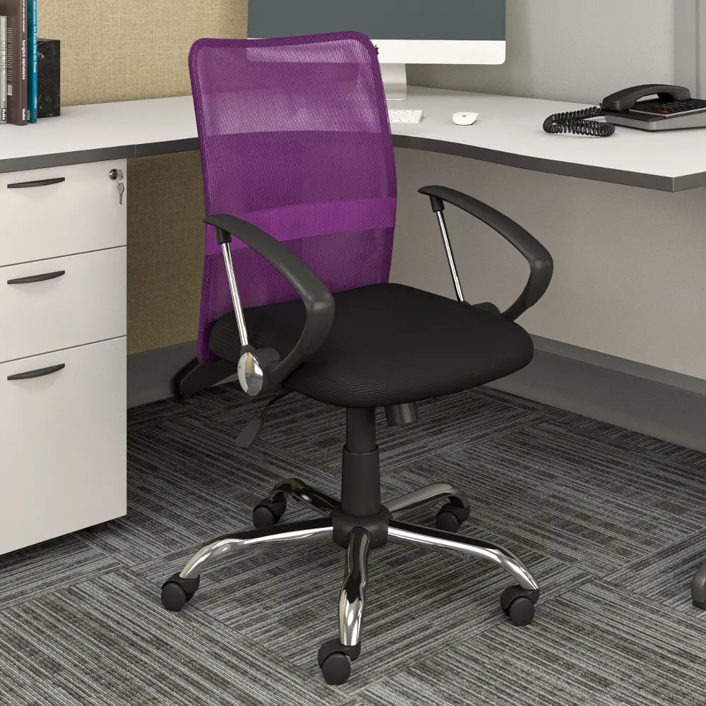 Purple and Black Mesh Office Chair - Workspace-1