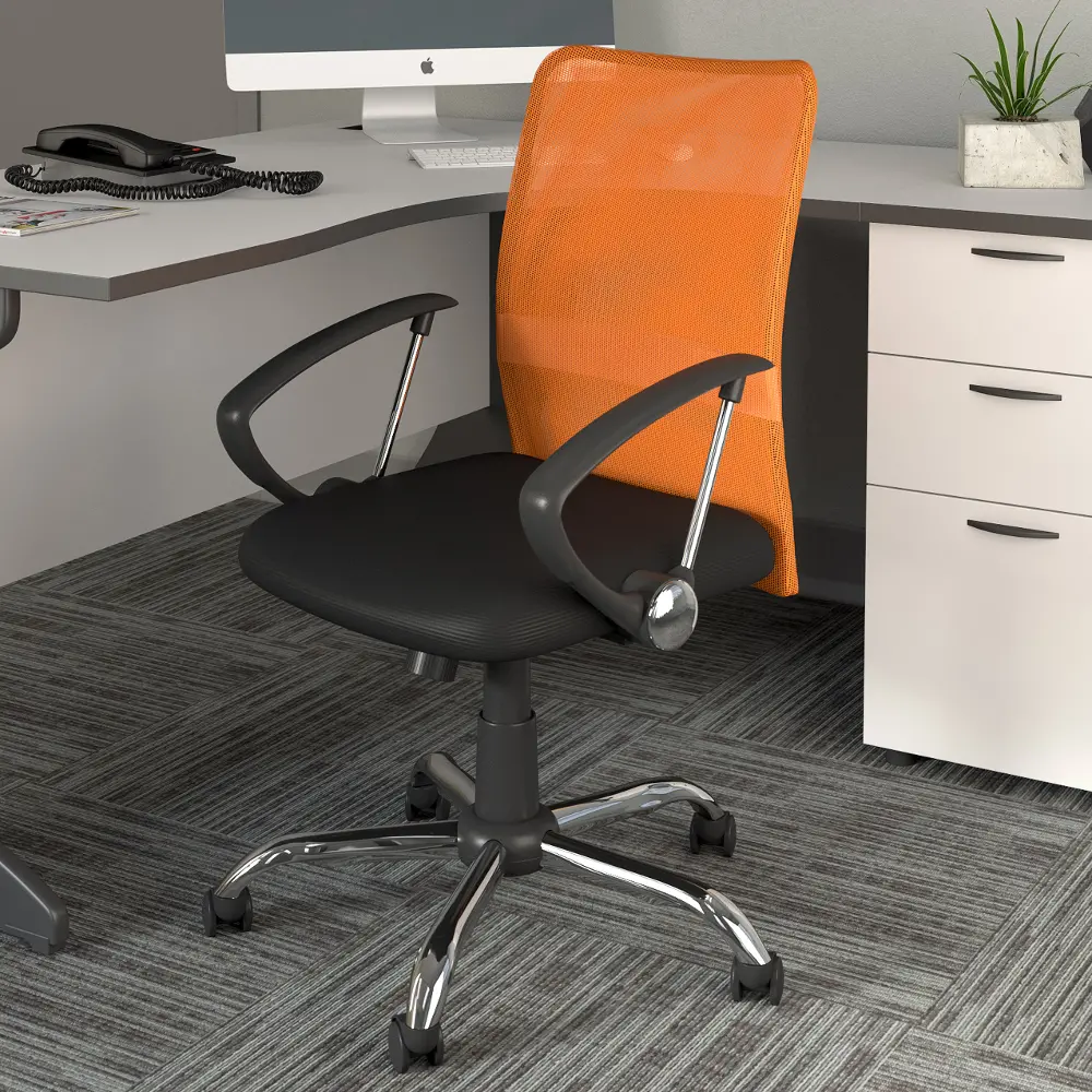 Orange and Black Mesh Office Chair - Workspace-1