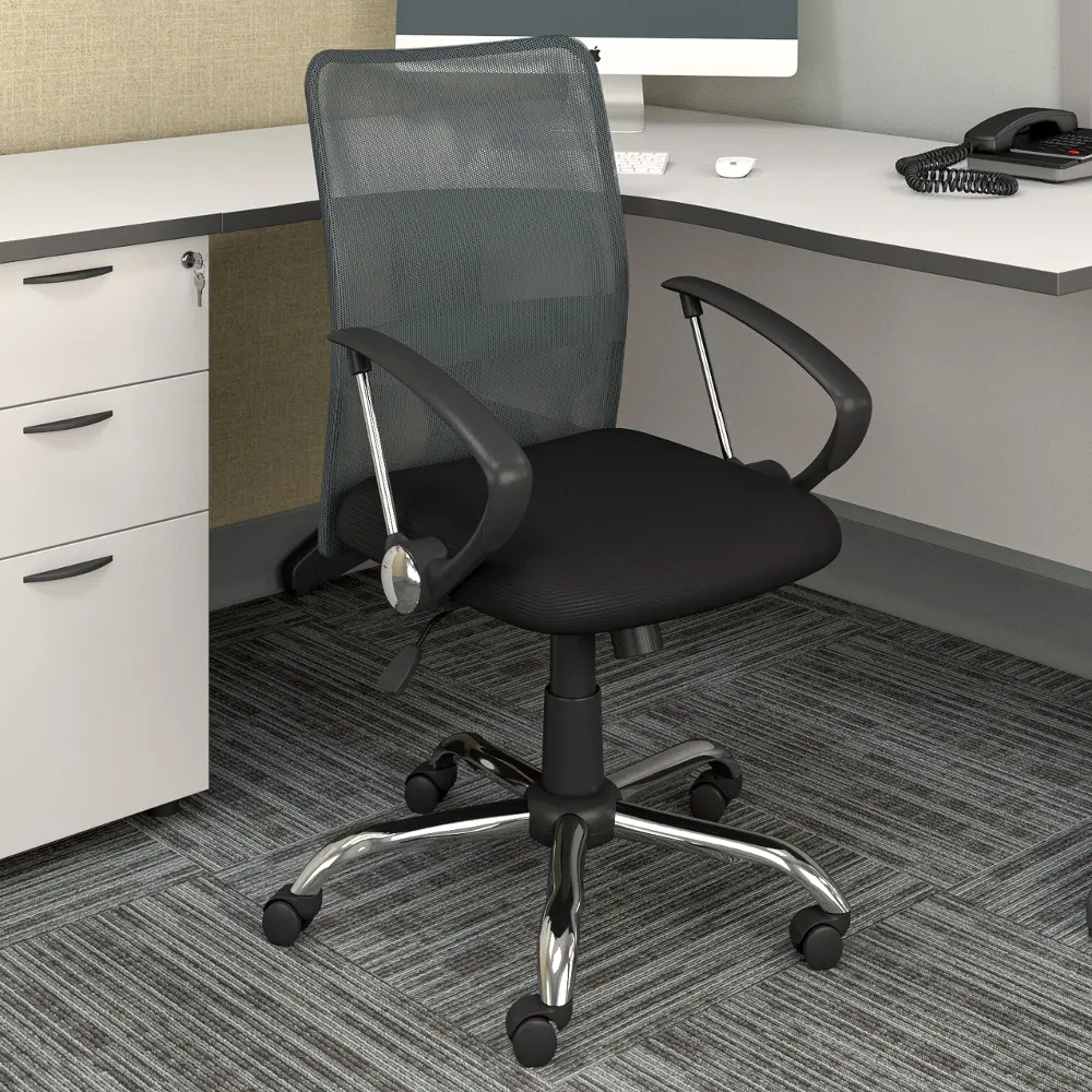 Gray and Black Mesh Office Chair - Workspace-1