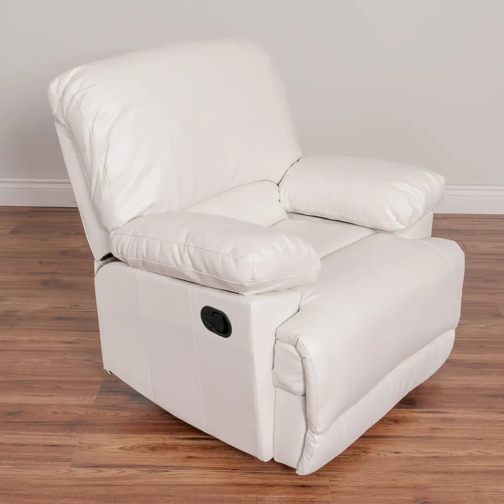 White Bonded Leather Recliner - Lea-1