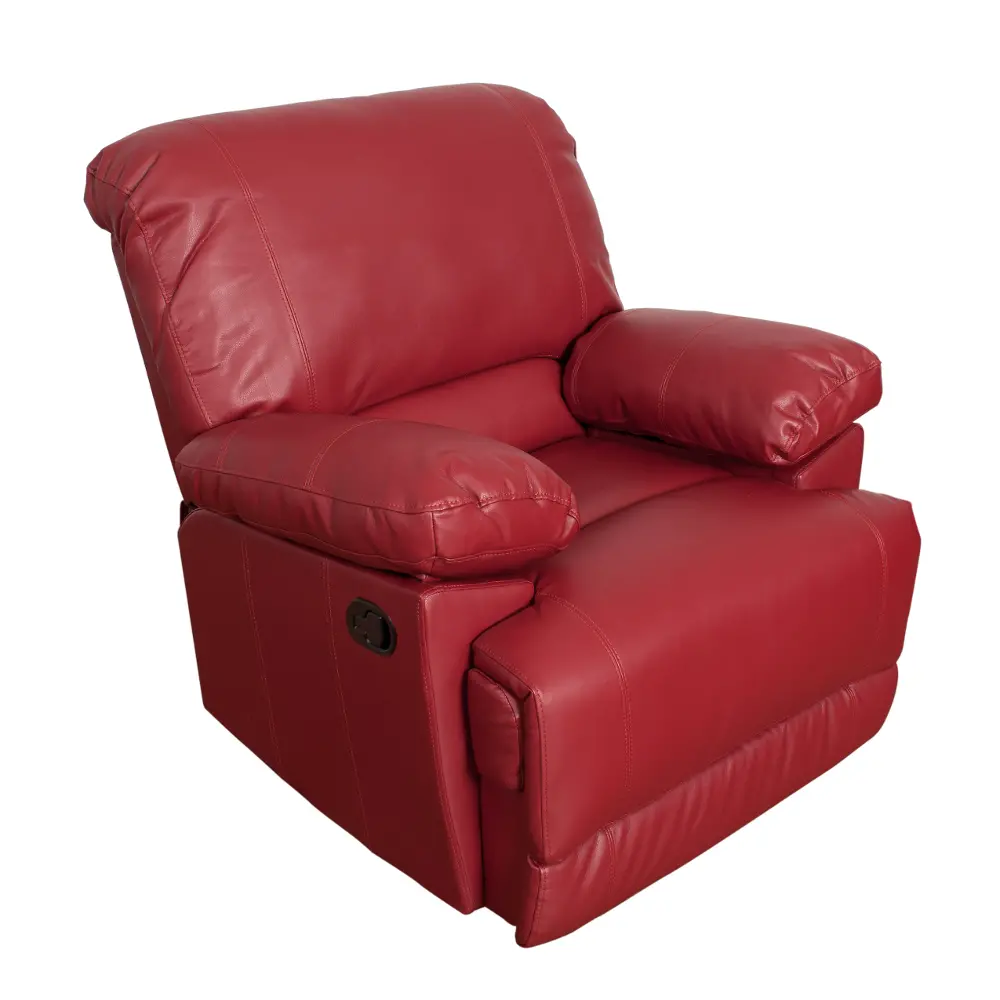 Red Bonded Leather Recliner - Lea-1
